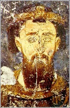 Stefan Prvovenčani, freska iz manastira Mileševa