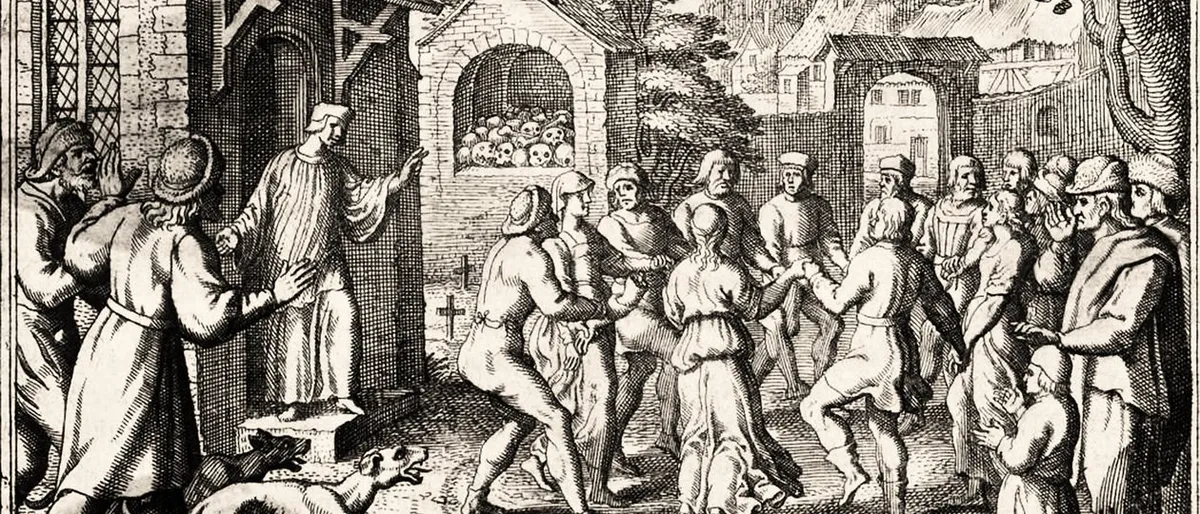 Stara ilustracija žrtava 'plesne groznice' u Strazburu, oko 1600. godine