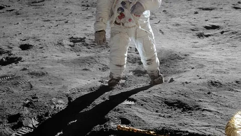 Astronaut Edvin Oldrin na površini Meseca, misija Apolo 11