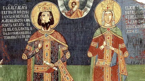 Freska kneza Lazara i kneginje Milice iz manastira Ljubostinje