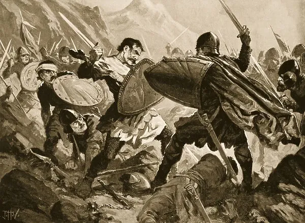 Srednjovekovna ilustracija pogibije cara Mihaila Šišmana u boju kod Velbužda