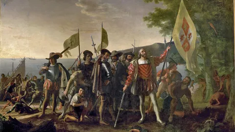 Slika Kolumbovog iskrcavanja na ostrvo San Salvador 1492. godine (Džon Vanderlin)