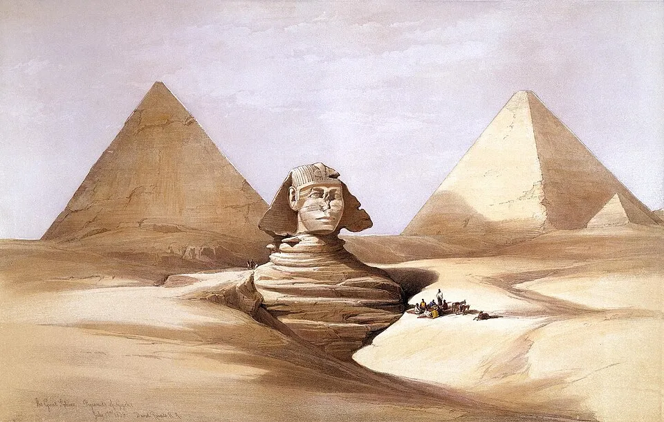 Sfinga i piramide u Gizi na slici Dejvida Robertsa iz 1839. godine