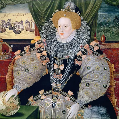 Portret kraljice Elizabete I sa Španskom armadom u pozadini